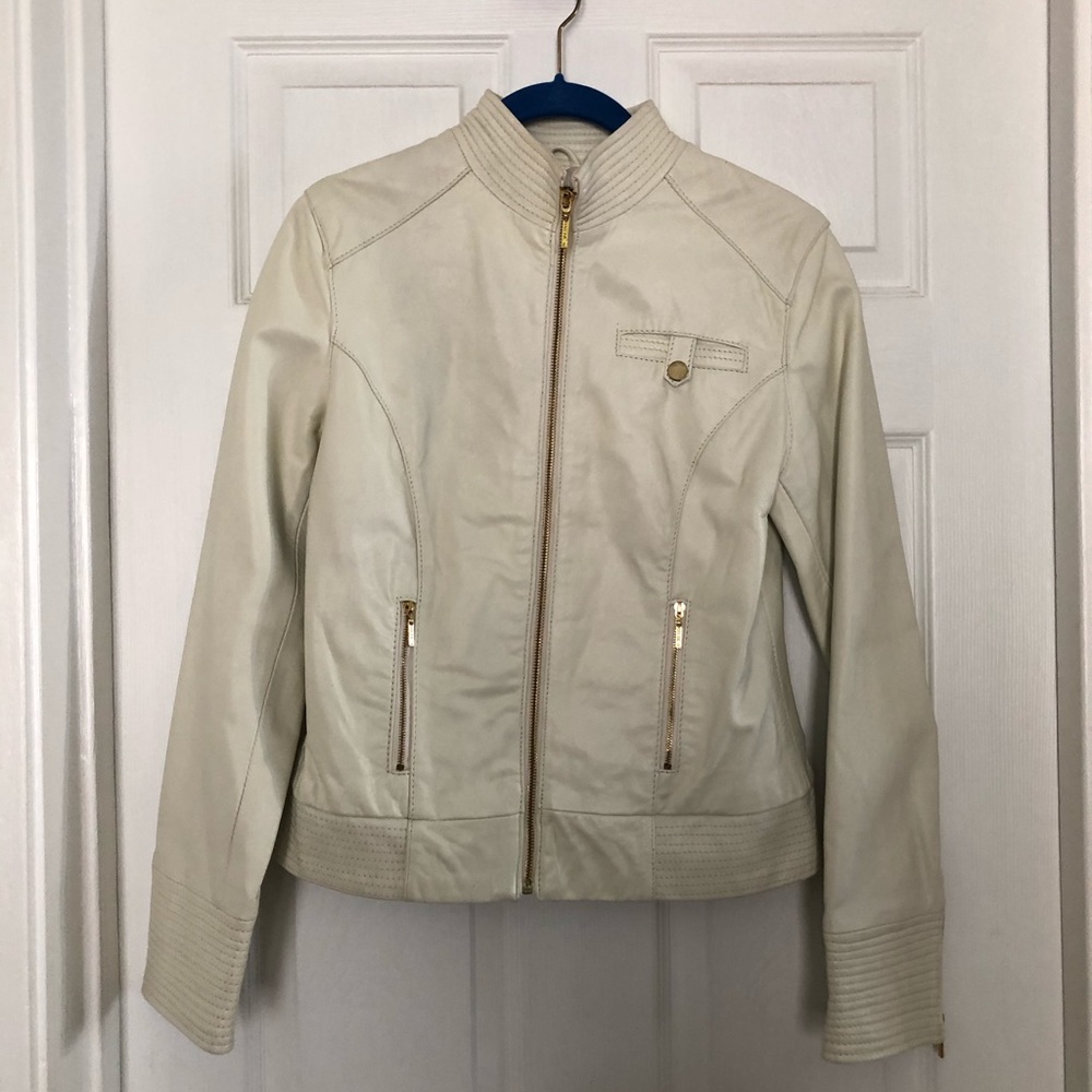 EUC Arden B lamb leather jacket in cream size S